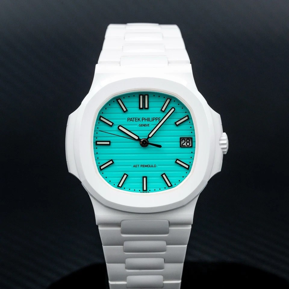 2025 百达翡丽鹦鹉螺 5711 白色陶瓷 Lefkada 蓝色 AET Remould 出品 — 第 3/4 张图片