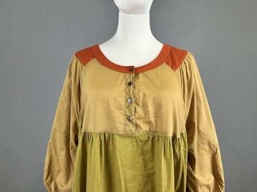 GUDRUN SJODEN Multicolor Lagenlook Long Sleeve Blouson Maxi Dress Size L - Imagen 4 de 13