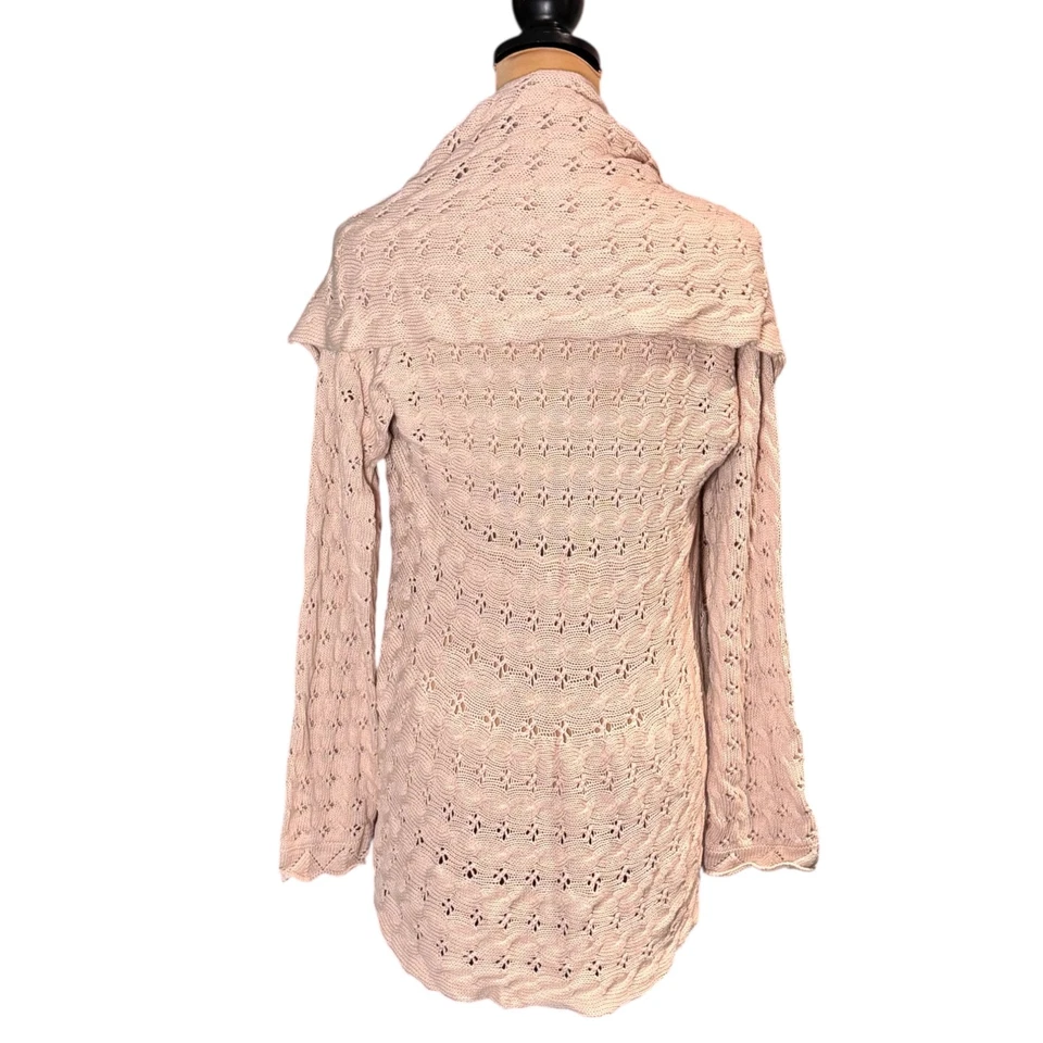 Cárdigan Boho Tejido Abierto Talla L Melocotón 100% Algodón Mantón Cuello Cottage Romántico Foto 4 de 4