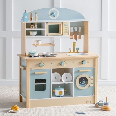 ROBUD Wooden Play Kitchen Set for Kids Toddlers, Toy Kitchen Gift for Boys Gi...