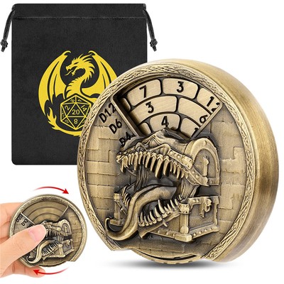 Antike Zungenbox Metall 7 in 1 Würfel Roulette Spinnwürfel Rad für RPG Spiel