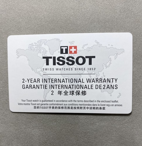 Tissot Watch International Warranty Card For Collectors (unfilled - no booklet)