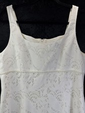 Tahari S Levine White Sleeveless Lace Sheath Dress Pearl Bodice Detail Sz 10