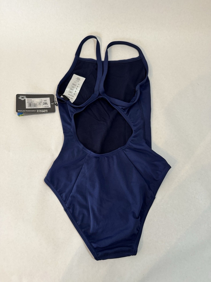 NWT Arena Training Swimsuit Master FL Swim Navy Blue Silver 28L