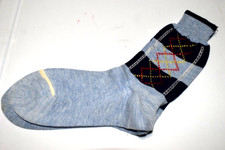 Vintage Argyle Socks King James 40s 50s Boy's 7/8 Blue, Red Yellow 7" x 7" NWT