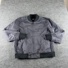 Dickies Bomber Jacket Mens L Gray Insulated Workwear NJ402TR Full Zip Lined