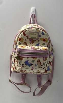 Disney Loungefly Winnie the Pooh Friends AOP Mini Backpack Cream Purple