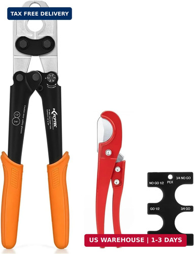 PEX Crimping Tool Kit for PEX-B Plumbing, Copper Crimp Tool for 1/2 inc