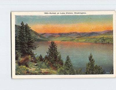 Postcard Sunset on Lake Chelan Washington USA