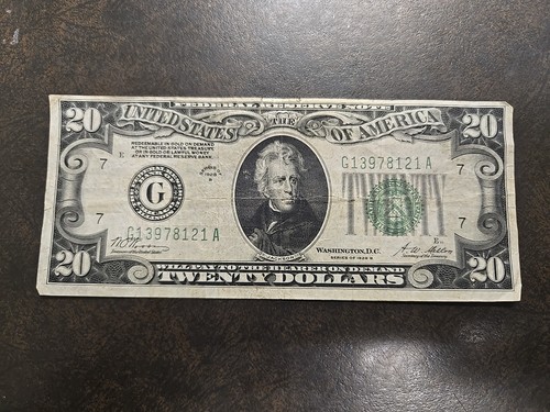 1928 B Chicago, IL $20 Federal Reserve Note Bill Twenty Dollar Circulated NICE