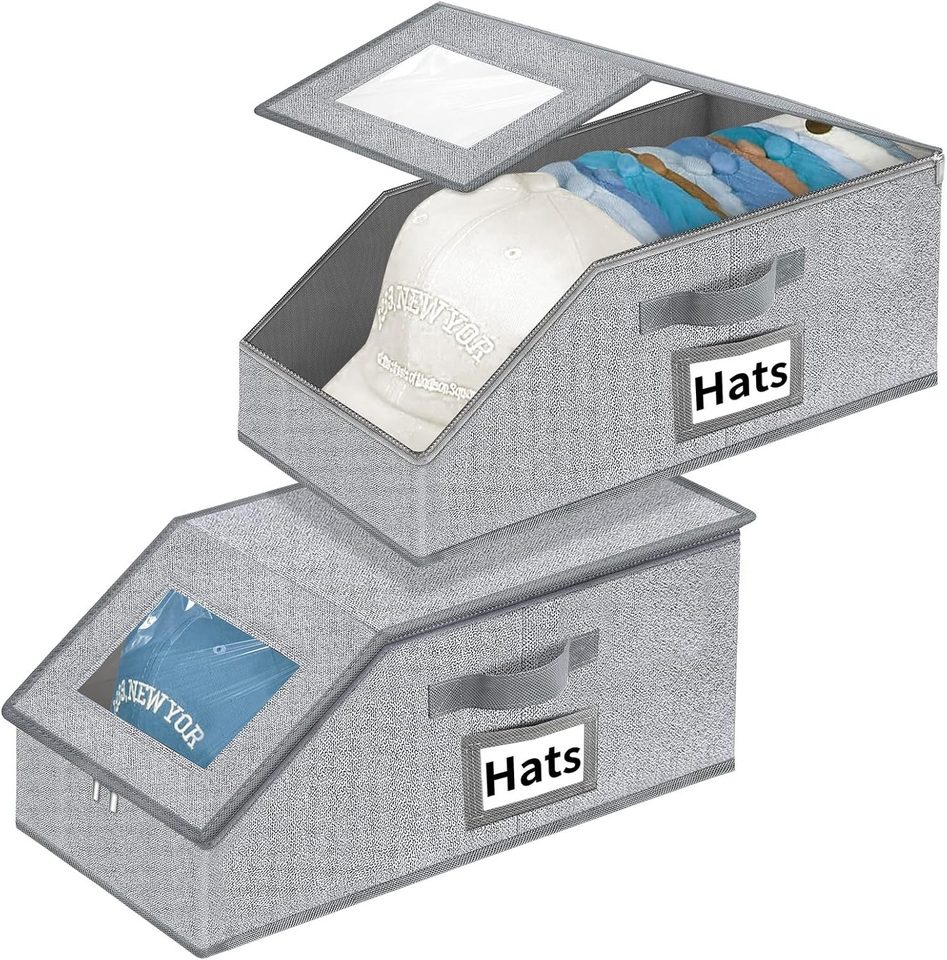 Stackable Hat Storage for Baseball Caps - Hat Organizer with Clear ...