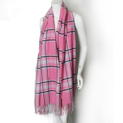 NWOT Nordstrom Rack Pink Plaid XLarge Rectangle Scarf Polyester 25''x76'' Washable