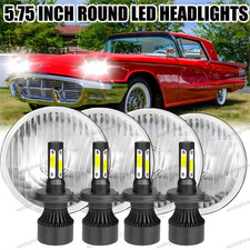 For 1958-1976 Ford Thunderbird 4pcs 5.75 5-34 Black Led Headlights Hi Lo Beam