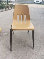 MCM VIRCO Plastic Molded School Chairs Yellow And Brown 
