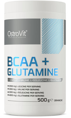 OstroVit BCAA Glutamin Orange Pulver 500 g 50 Portionen Aminosaeuren Pulver