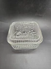 VTG Federal Refrigerator Dish Glass Dish w/ Lid Embossed Fruit 2.5” X 4.25” X 5"