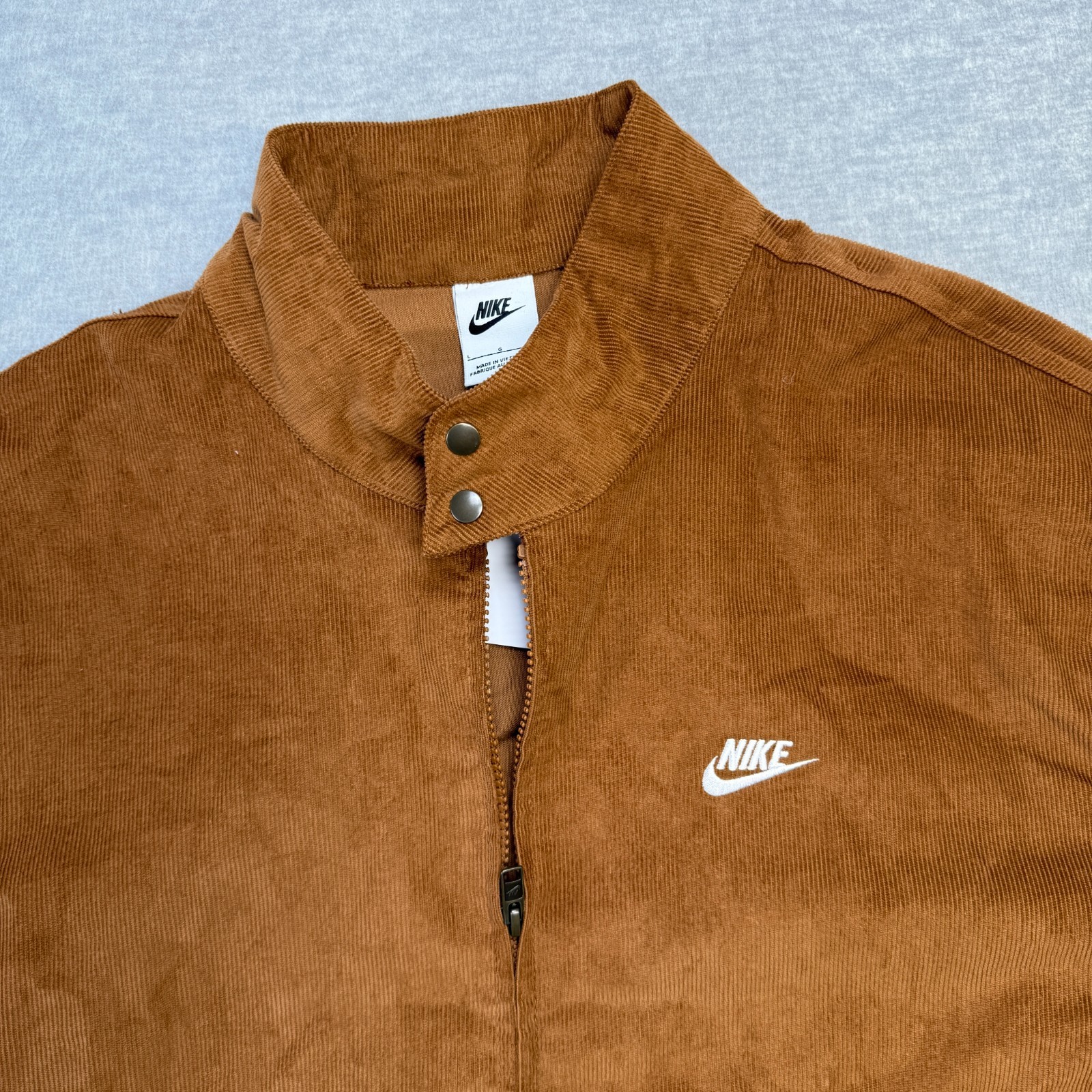 SACAI X NIKE Giacca Nike uomo grande marrone velluto a coste abbigliamento sportivo full zip bomber stand colletto NUOVO
