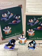 Hallmark Keepsake Penguin Races 2005 Set of 3 Miniature Ornaments