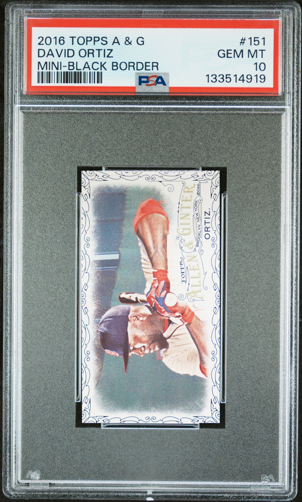 2016 ALLEN & GINTER MINI-BLACK BORDER #151 DAVID ORTIZ PSA 10