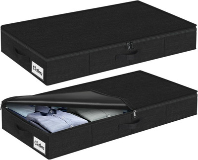Under Bed Storage Container Bins 2 Pack, 4.5 Inch Slim Low Profile Underbed Clot