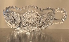 Clear Cut Glass Decorative Serving Bowl with Starburst Pattern, Round Clear