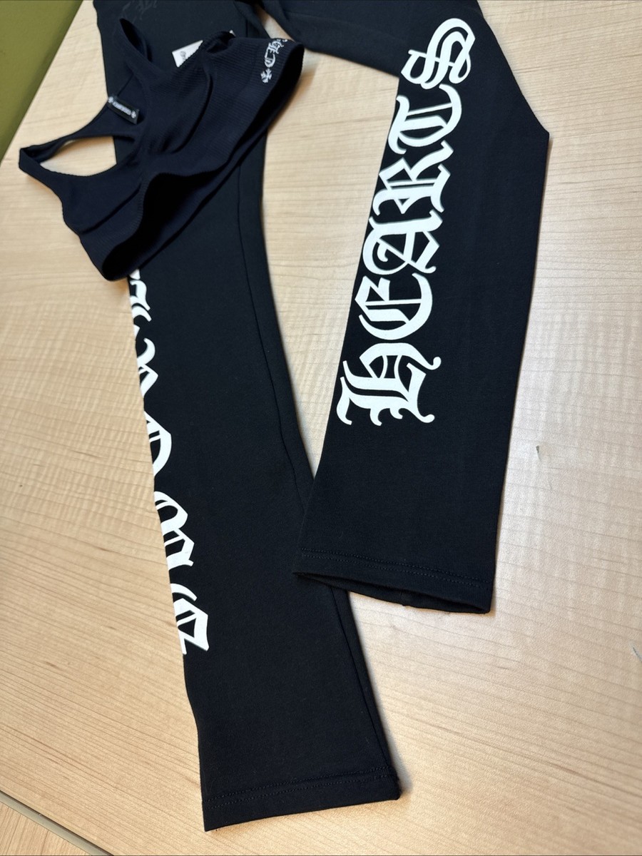 Chrome Hearts Leggings Black White Horseshoe Logo XS SET X Small