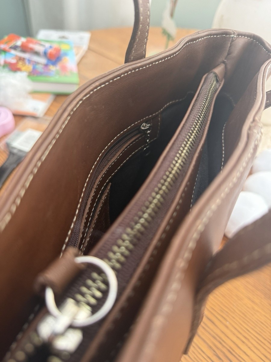 Vintage Coach 7788 Brown Leather Zip Tote USA Made Court Bag