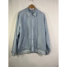 Vtg Blair Silk Jacket Men's Sz XL Blue Pockets Lined Read