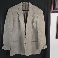 MANI By Giorgio Armani Tweed Linen Blend Blazer Mens 42 Brown Italy 80s VTG