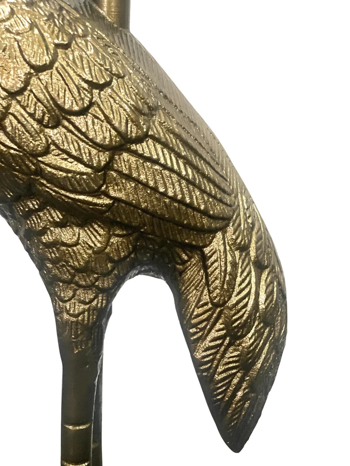 Handmade Aluminum Flamingo Side Table, Antique Brass Finish, Glass Top - Image 4 of 4