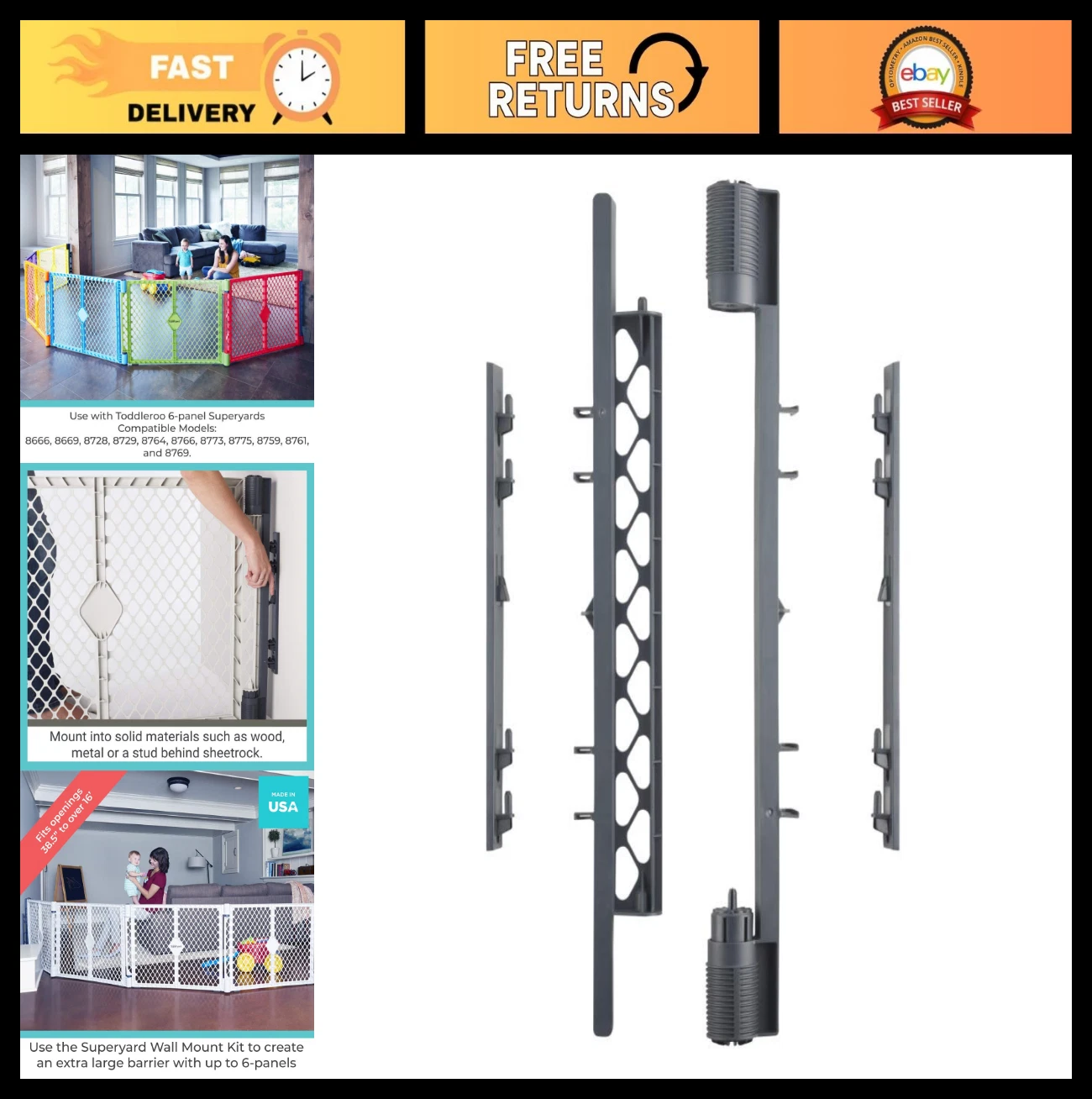 Superyard Wall Mount Kit for Play Pens - Toddler Safety Play Yard Accessory - Gr