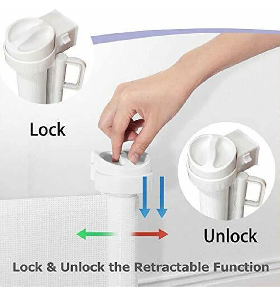 Portable Baby & Pet Safety Gate White Adjustable Barrier 80x140cm  - Image 4 of 4