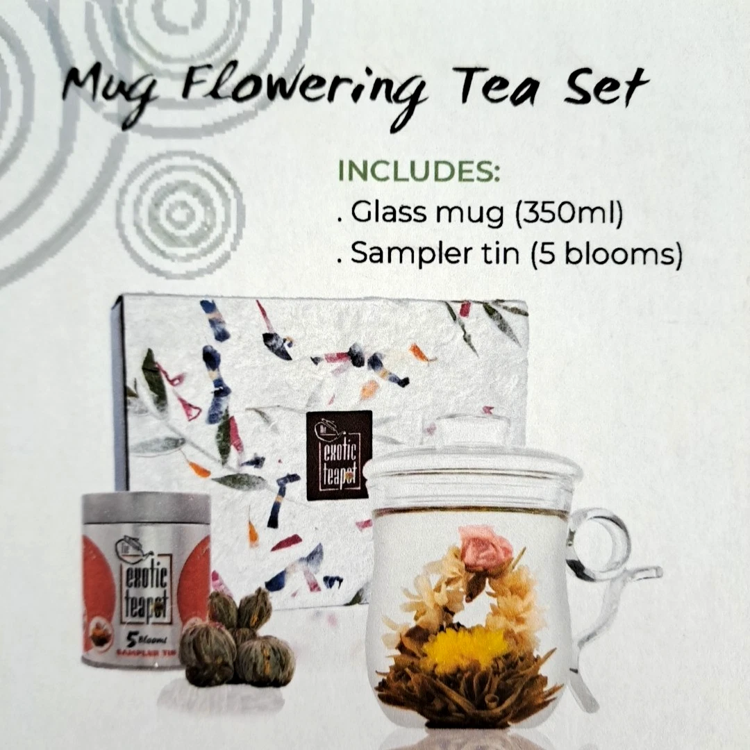 The Exotic Teapot, Infuser Mug Flowering Tea Gift Set 350ml with Sampler Tin
Opens in a new window o