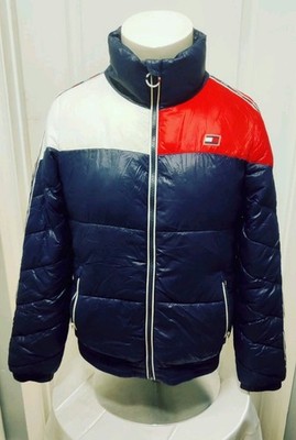 Tommy Hilfiger color-block puffer jacket Women's Medium Red Navy Super Clean 