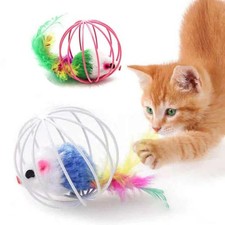 Cat Chase Toy Interactive Colorful Mouse in Cage Cat Exercise Toy for Indoor Cat