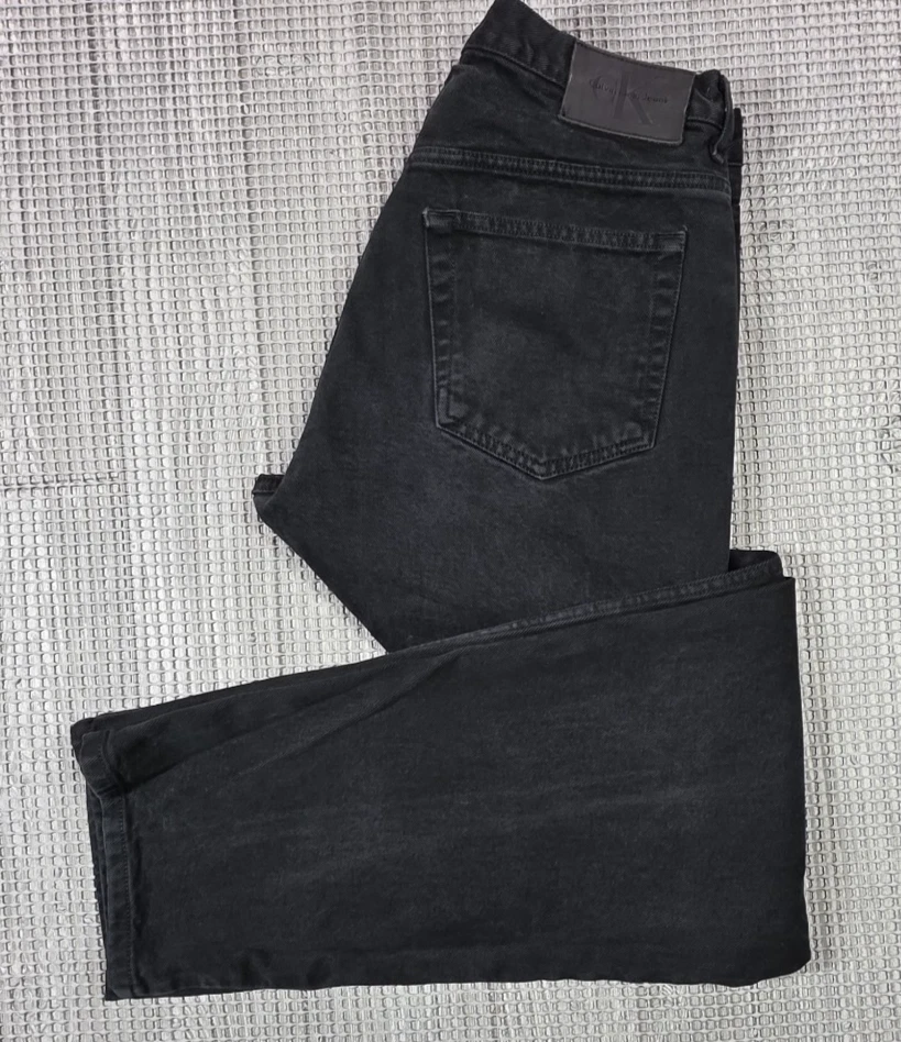 Vintage Calvin Klein Jeans Mens 34x34 Black Faded Denim Tapered Leg High Waist - Image 2 of 4