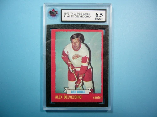 1973/74 O-PEE-CHEE NHL HOCKEY CARD #1 ALEX DELVECCHIO KSA 6.5 SHARP 73/74 OPC