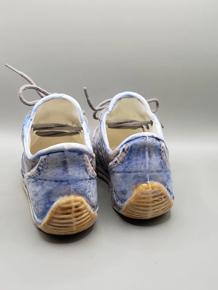 Zapatos de bebé estatuillas azul tenis zapato maceta bebé niño regalo decoración Foto 4 de 4