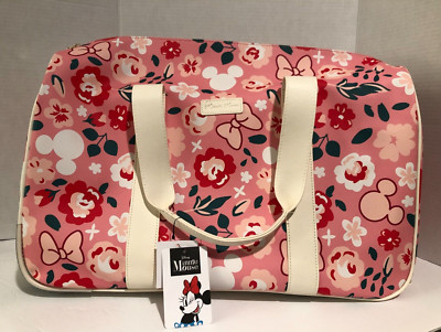 Brand New w/Tags Mickey Minnie Mouse Bioworld Rolling Duffle Bag Pink Red Floral