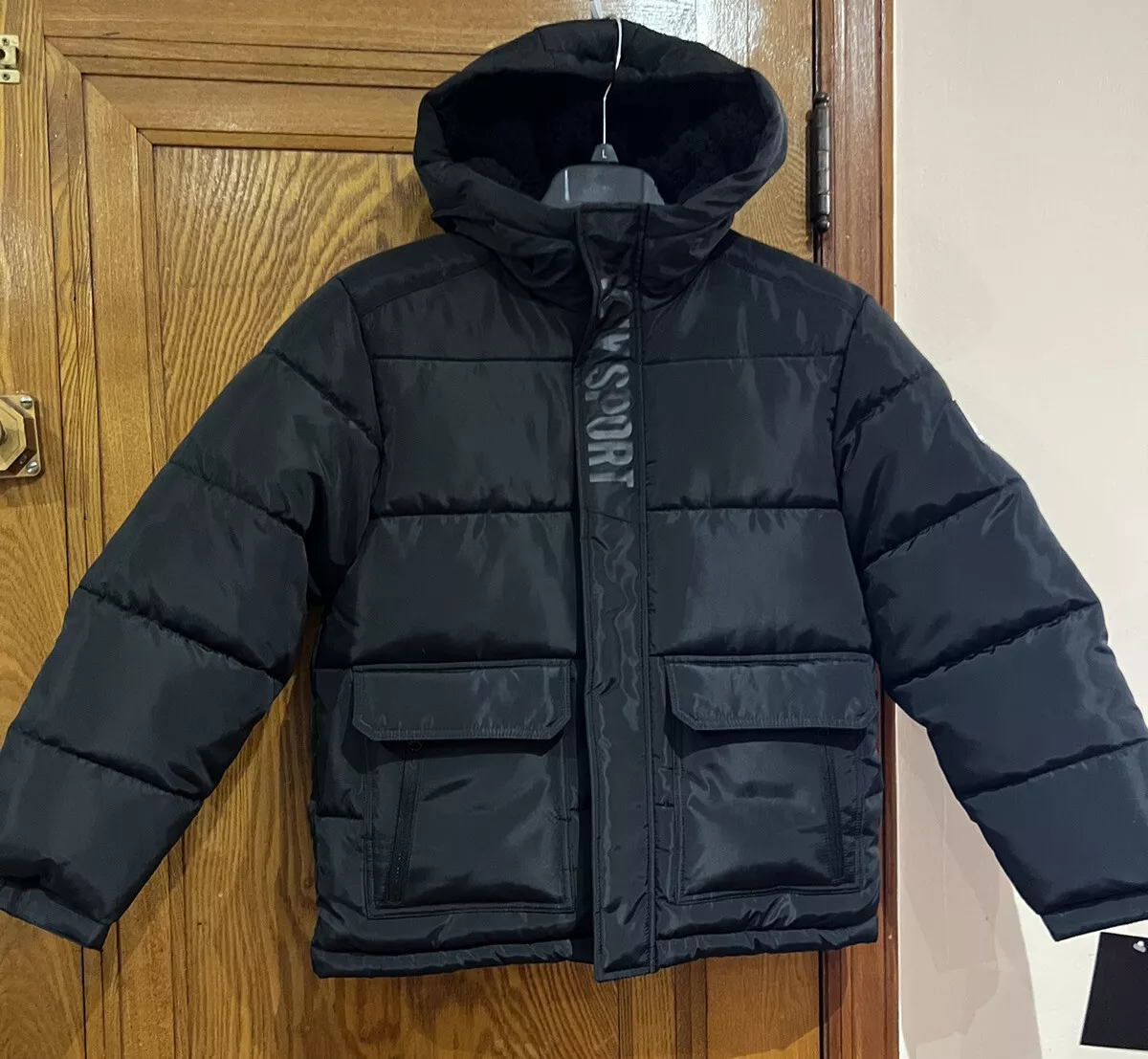 DKNY Sport Youth Boy s Puffer Jacket Black Boys Jacket Size 10 12 M New
