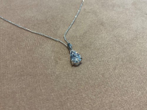 1.0 Carat Lab Diamond Pear Cut Solitaire Pendant Necklace Platinum Plated 925 - Picture 3 of 10