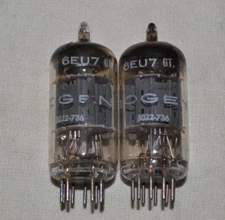Matched Pair of  Vintage 1967 Mullard / Bogen 6EU7 TUBES