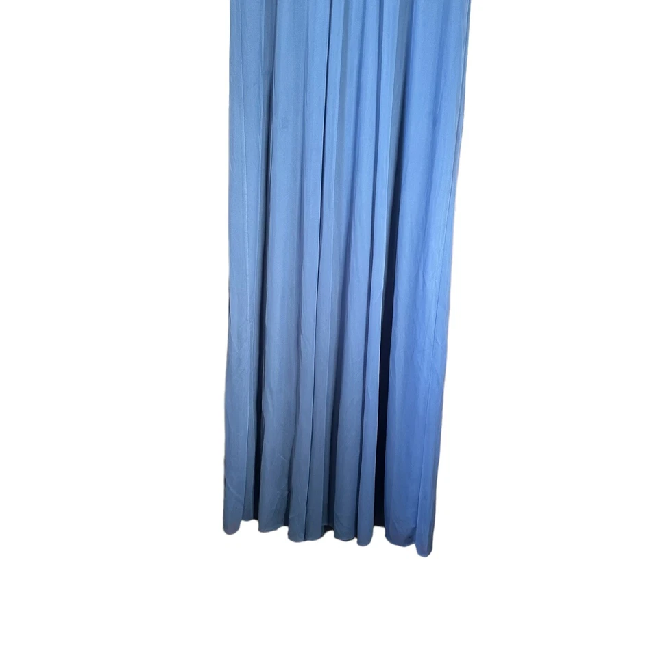 David’s Bridal Women Sz 6 Blue Long Chiffon Lace Cap Sleeves Bridesmaid Formal - Image 3 of 4