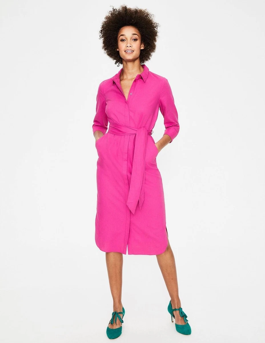 Boden Freya Pink Linen Shirt Dress uk 10R. eBay