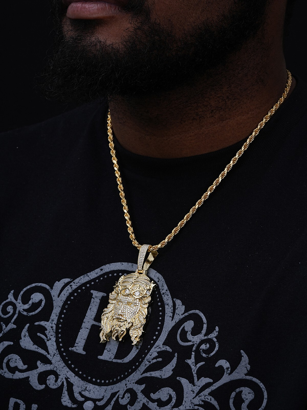 MOISSANITE Real 14k Gold Vermeil 925 Silver Iced Jesus Piece Pendant ...
