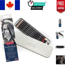 Charcoal Pencils: Artistry in a Tin - 6 Pre-Sharpened for Effortless Drawing