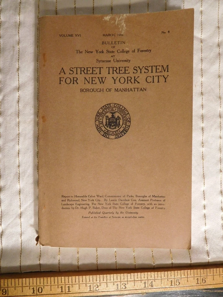 RARE! Antique 1916 Street Tree System NYC Manhattan Orig. Hand Colored Map/Book! - Image 4 of 4