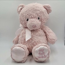 Baby GUND My First Teddy Bear Pink 10" Stuffed Animal Plush Sewn Eyes Satin Bow