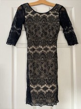 Windsor Black Lace Lined Midi Low Cut Backless Cocktail Dress Women’s Size XXS