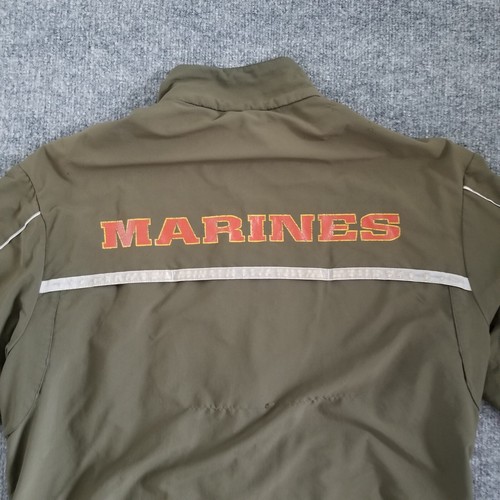 New Balance Marines Men Running Jacket M Long Green Zip Up Pockets - PILLING - Picture 11 of 23